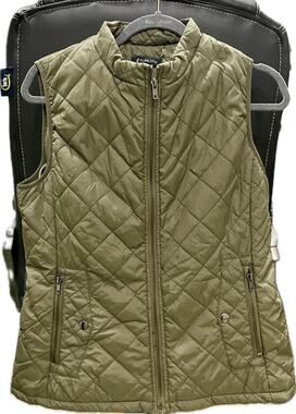 Fuinloth Women's Quilted Style Puffer Vestin Army Green Size M